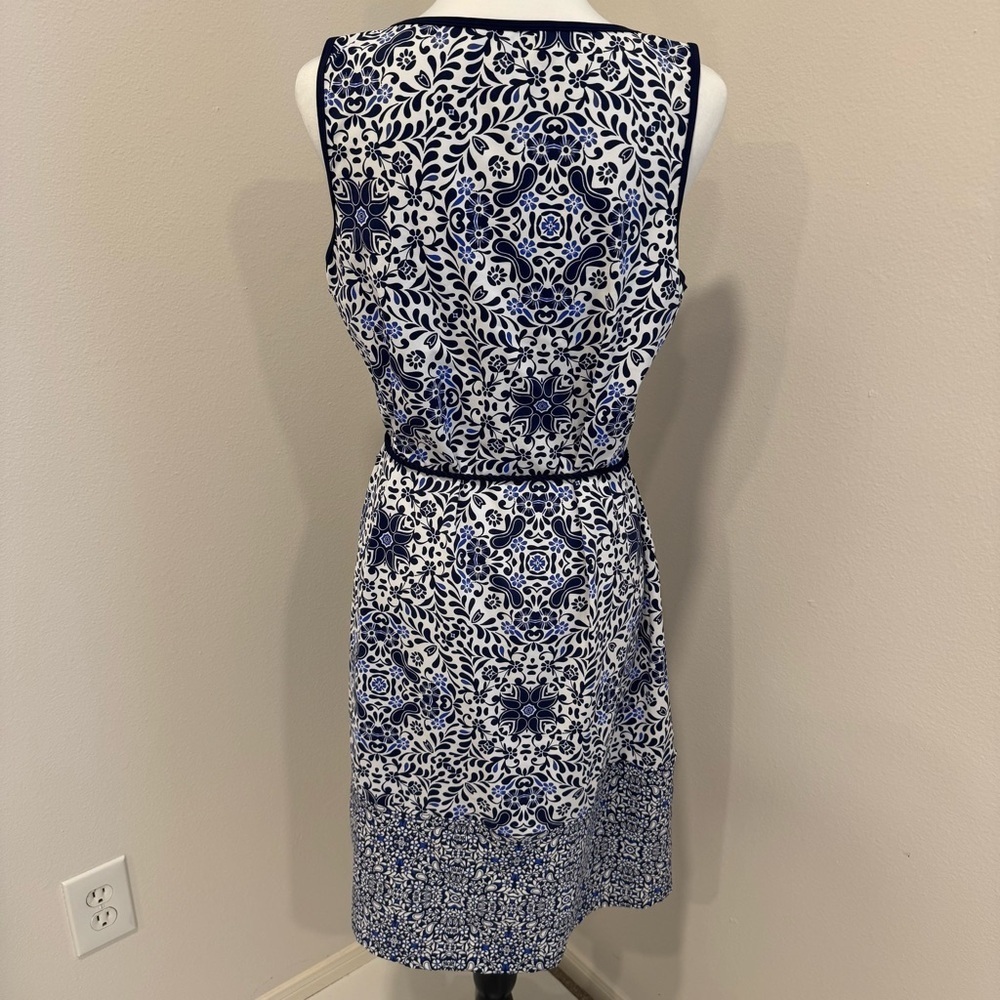 Lands End Beach Dress Sleeveless Nylon Floral Pool Cover Up Vacation M/L(10/12) - Picture 2 of 6